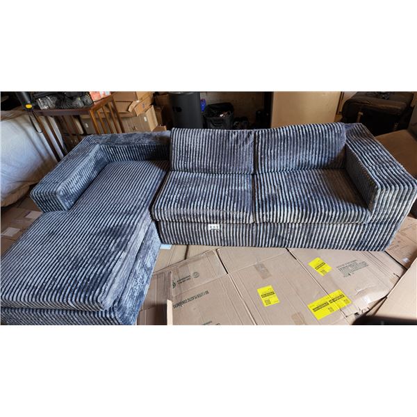 Grey corduroy-style sectional sofa