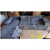 Image 1 : Grey corduroy-style sectional sofa