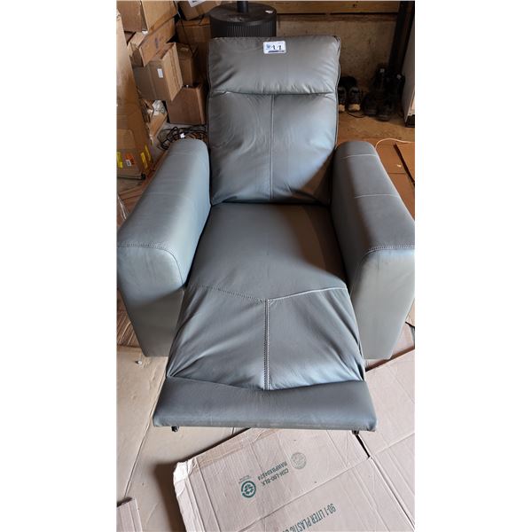 Grey Leather Recliner Chair with Footrest Extension
