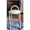 Image 1 : Wooden Bar Stool with Cushioned Seat and Rounded Backrest