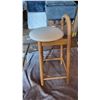 Image 2 : Wooden Bar Stool with Cushioned Seat and Rounded Backrest