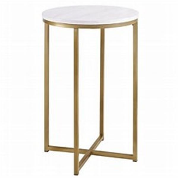Round Side Table-Marble Gold