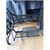 Image 10 : SINGER TREADLE SEWING MACHINE CAST IRON WOOD CABINET WITH GOLD DECALS