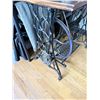 Image 8 : SINGER TREADLE SEWING MACHINE CAST IRON WOOD CABINET WITH GOLD DECALS
