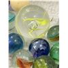 Image 4 : VINTAGE MARBLES UNKNOWN GLASS MIXED COLORS INCLUDING STEELIES AND SWIRLS
