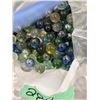 Image 2 : VINTAGE MARBLES UNKNOWN GLASS MIXED COLORS BULK LOT IN PLASTIC BAG
