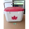 Image 1 : COLEMAN HARD-SIDED COOLER WITH HANDLE AND MAPLE LEAF GRAPHIC