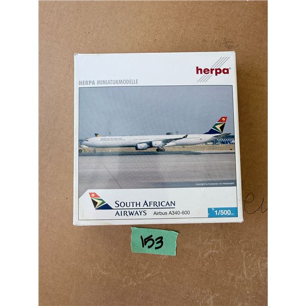 HERPA SOUTH AFRICAN AIRWAYS AIRBUS A340-600 1/500 MODEL DIECAST