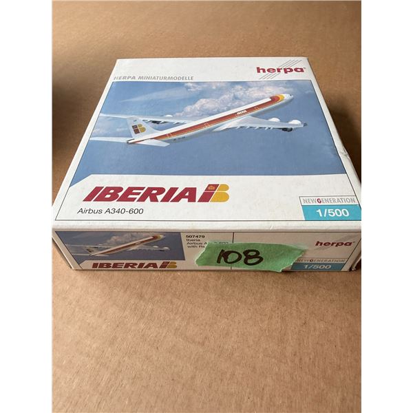 HERPA IBERIA AIRBUS A340-600 1:500 MODEL AIRPLANE DIECAST