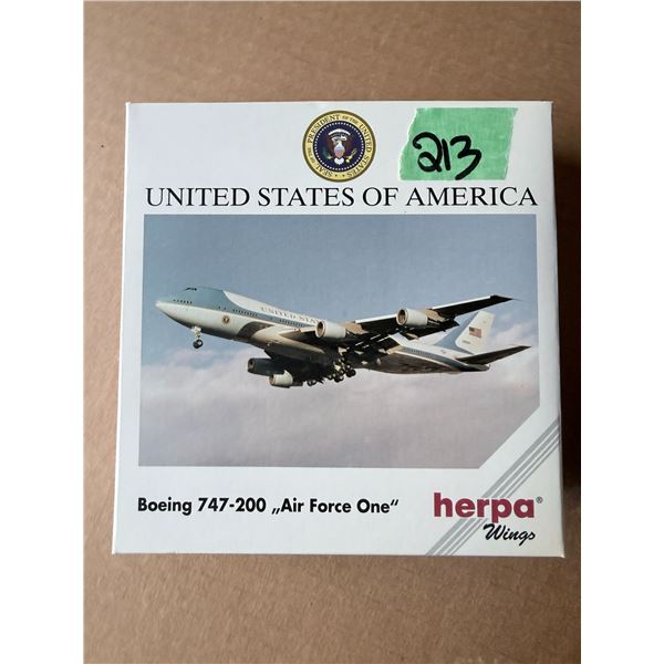 HERPA WINGS UNITED STATES OF AMERICA BOEING 747-200 AIR FORCE ONE DIECAST MODEL AIRPLANE
