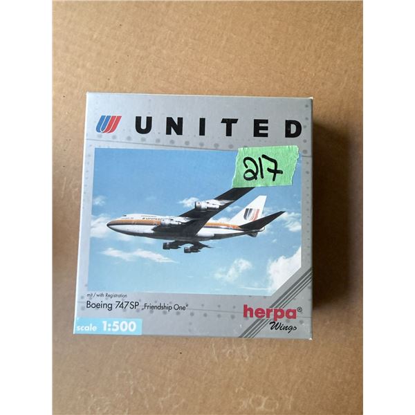 HERPA WINGS UNITED BOEING 747SP FRIENDSHIP ONE 1:500 DIECAST MODEL AIRPLANE
