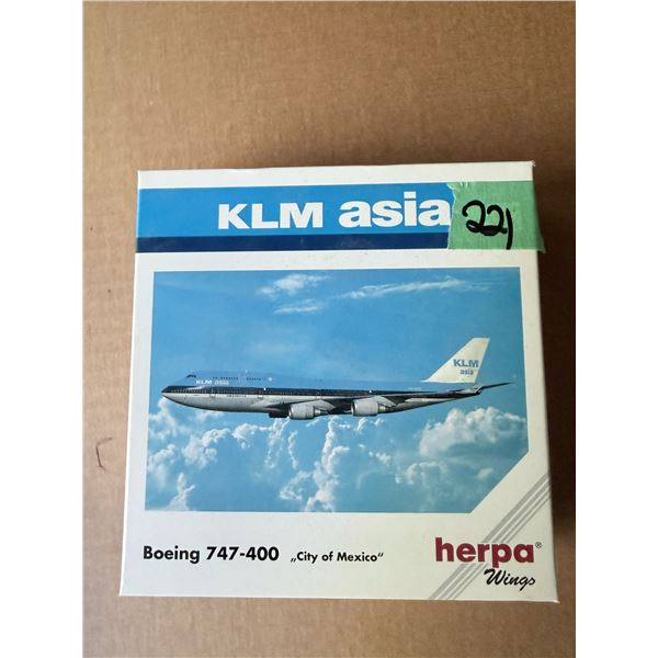 HERPA WINGS KLM ASIA BOEING 747-400 DIECAST MODEL AIRPLANE
