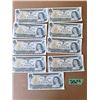 Image 1 : CANADA 1973 1 DOLLAR BANK NOTES (GROUP OF 9) CONSECUTIVE SERIAL NUMBERS