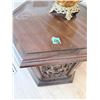 Image 1 : PAIR OF CARVED WOOD RECTANGULAR AND OCTAGONAL END TABLES