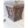 Image 2 : PAIR OF CARVED WOOD RECTANGULAR AND OCTAGONAL END TABLES