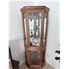 Image 1 : CORNER GLASS DISPLAY CORNER CABINET WITH WOOD FRAME