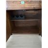 Image 2 : MCM BAR CART WOOD CABINET WITH WOVEN PANEL DOORS