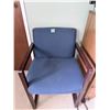 Image 1 : PAIR BLUE UPHOLSTERED ARMCHAIR WITH WOOD ARMS