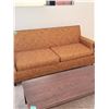 Image 2 : MCM BROWN UPHOLSTERED SOFA AND COFFEE TABLE