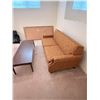 Image 6 : MCM BROWN UPHOLSTERED SOFA AND COFFEE TABLE