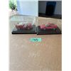 Image 1 : GROUP OF 2 RED DIECAST MODEL CARS IN DISPLAY CASES FERRARI