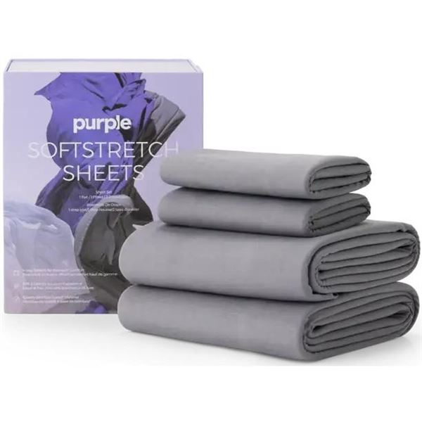 Purple Soft Stretch Sheets (Stormy Grey) Size- Queen