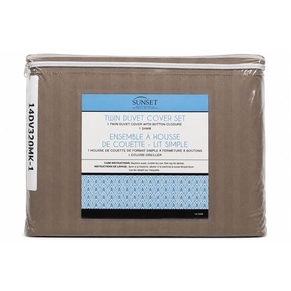 Sunset's Twin Duvet Cover Set (Solid Taupe)