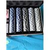Image 4 : POKER CHIP SET WITH CASE, DEALER BUTTON, DICE AND PLAYING CARDS BRAND NEW