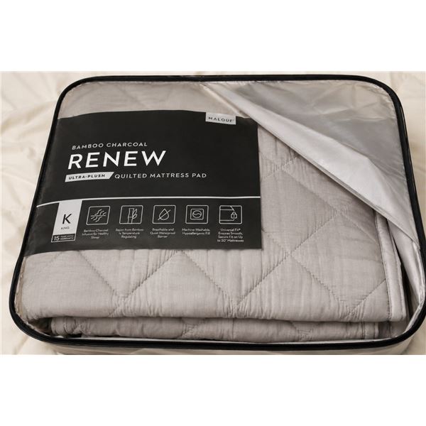 Renew Bamboo Charcoal Quilted Mattress Pad - Grey