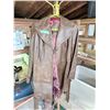 Image 1 : VINTAGE BROWN LEATHER COAT WITH PINK LINING SIZE MEDIUM