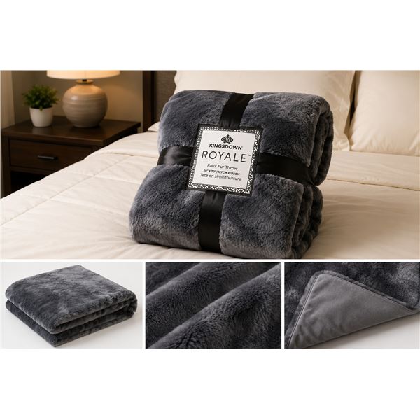 Kingsdown Royale Plush Throw - Charcoal Grey