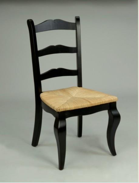 Black Ladder Back Chair With Rush Seat