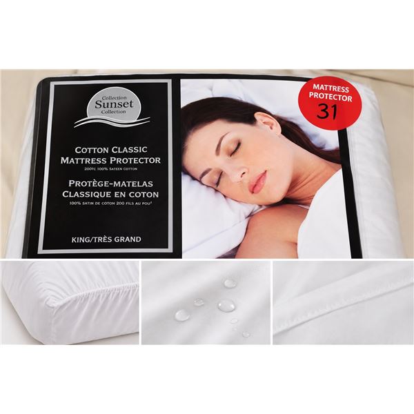Sunset Cotton Classic Mattress Protector - White