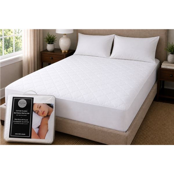 Sunset Cotton Classic Mattress Protector - White