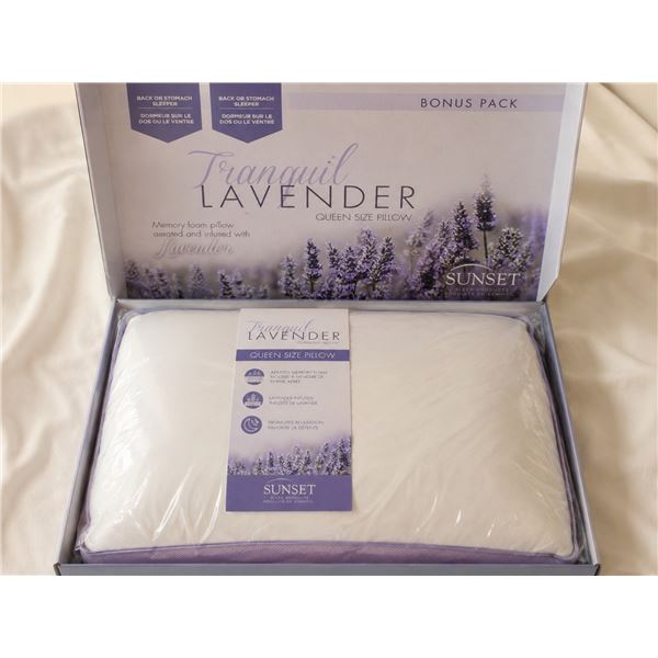 Tranquil Lavender Memory Foam 2 Pillows - White