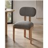 Image 1 : Grey Upholstered Dining Chair with Natural Wood Frame
