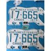Image 1 : NORTHWEST TERRITORIES 1979 2 LICENSE PLATE PAIR