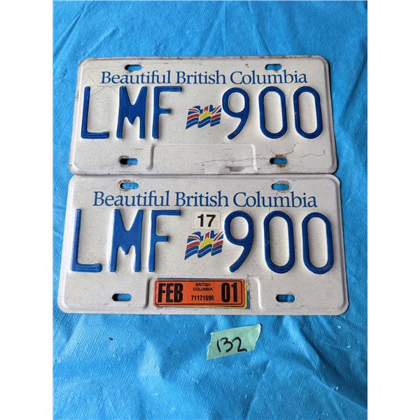 BRITISH COLUMBIA LICENSE PLATE PAIR