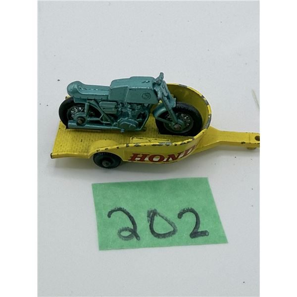LESNEY/MATCHBOX NO. 38 DIECAST HONDA MOTORCYCLE AND TRAILER
