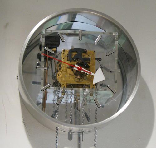 George Nelson For Howard Miller Metal Wall Clock With Hanging Pendulum