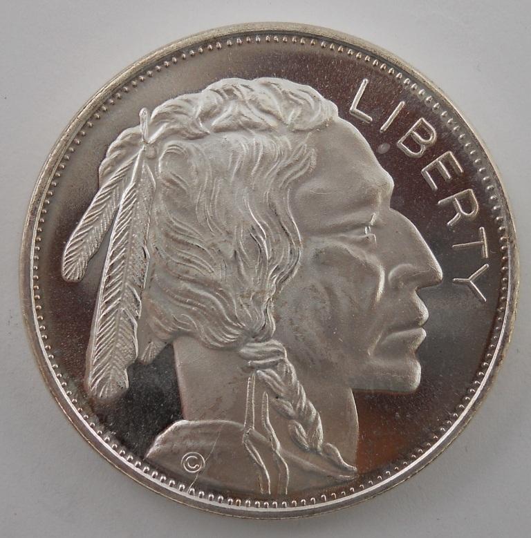One Troy Ounce 999 Silver Buffalo Nickel Like Round